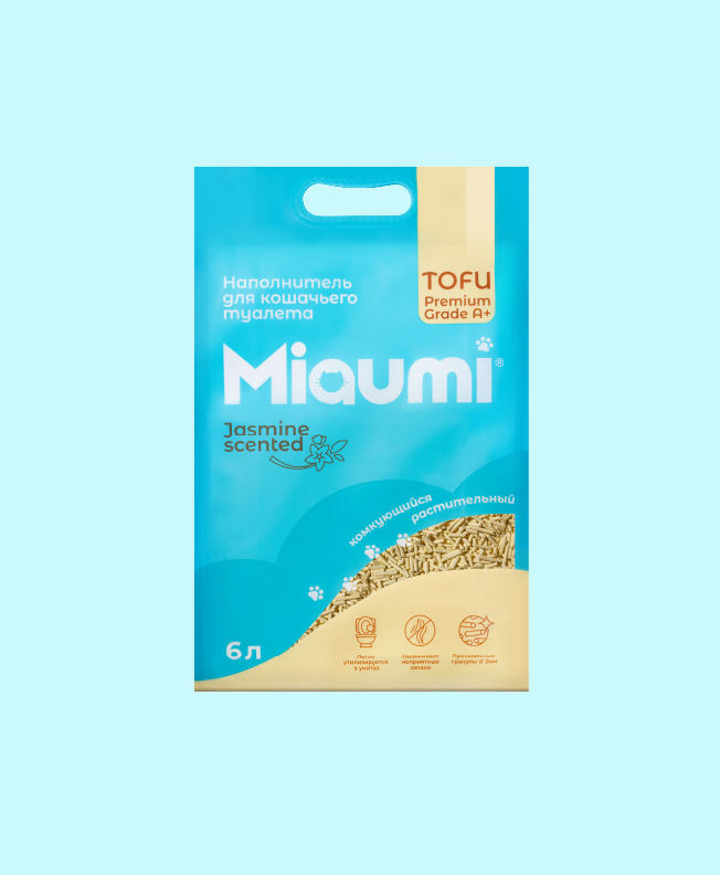 Miaumi® TOFU Jasmine Scented – наполнитель для кошачьего туалета из тофу с ароматом жасмина