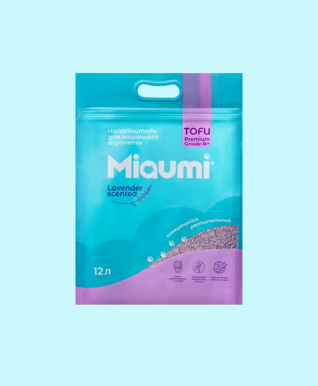 Miaumi® TOFU Lavender Scented – наполнитель для кошачьего туалета из тофу с ароматом лаванды
