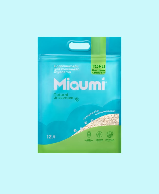 Miaumi® TOFU Natural Unscented – наполнитель для кошачьего туалета из тофу без ароматизатора