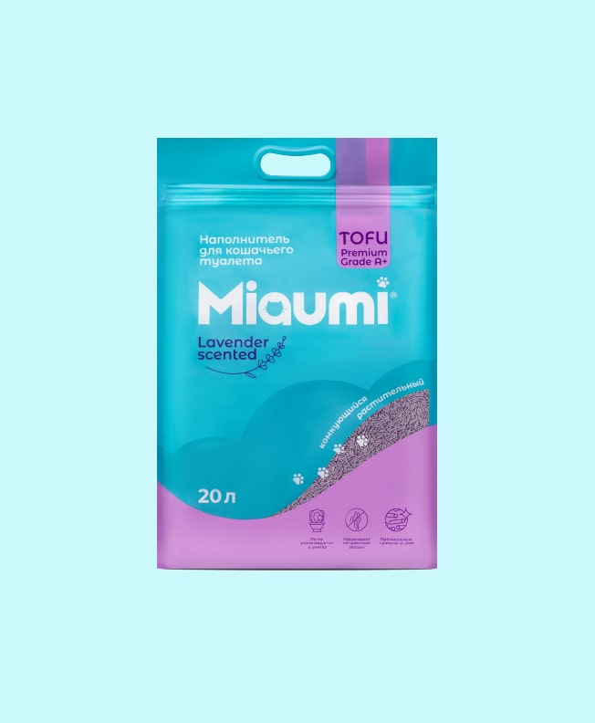 Miaumi® TOFU Lavender Scented – наполнитель для кошачьего туалета из тофу с ароматом лаванды